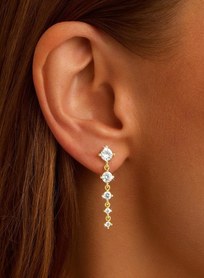 Rotnso Dangle Earrings for Women Trendy 14K Gold Plated Cartilage Hypoallergenic Small Diamond Dangle Drop Cute Non Tarnish Studs for Sensitive Ears Jewelry Gift - Image 4